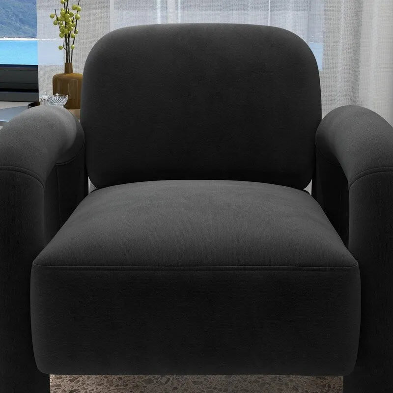 Mid-Century Modern Velvet Upholstered Accent Chair for Living Room