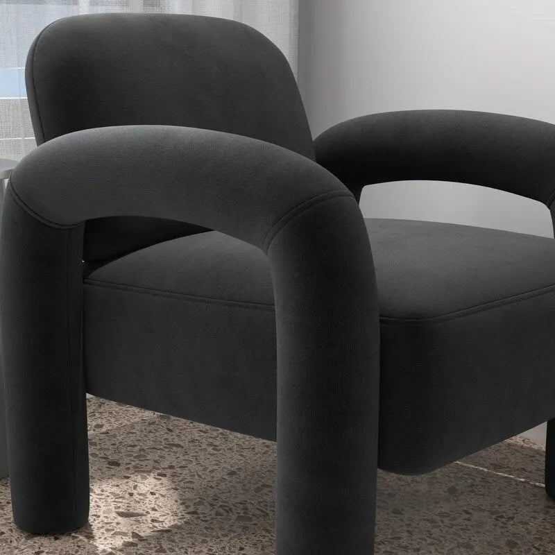 Mid-Century Modern Velvet Upholstered Accent Chair for Living Room