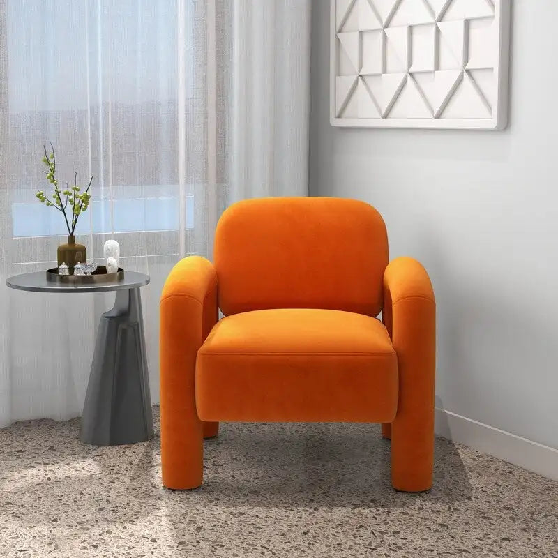 Mid-Century Modern Velvet Upholstered Accent Chair for Living Room