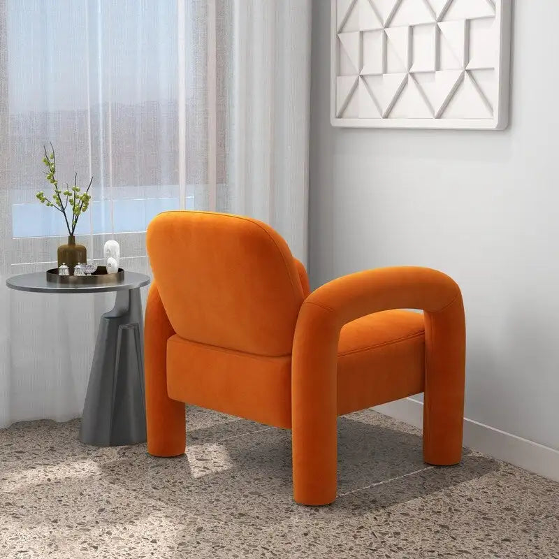 Mid-Century Modern Velvet Upholstered Accent Chair for Living Room