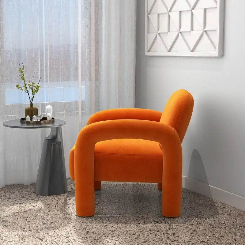 Mid-Century Modern Velvet Upholstered Accent Chair for Living Room