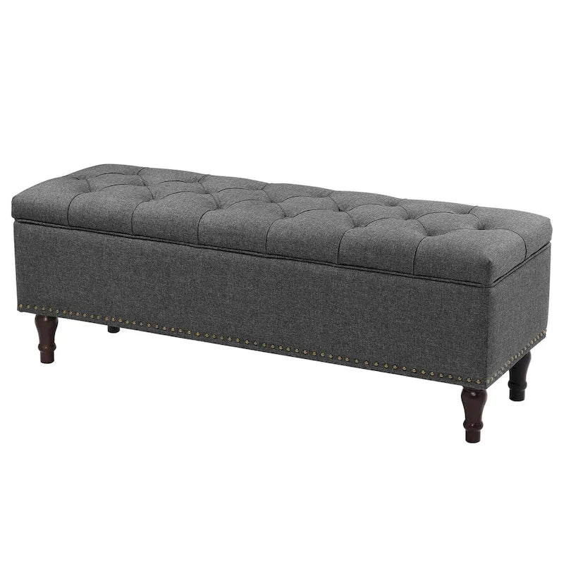 Tufted Storage Bench, Upholstered Ottoman with Storage - 50.8 W X 17.1 D X 18.3 H