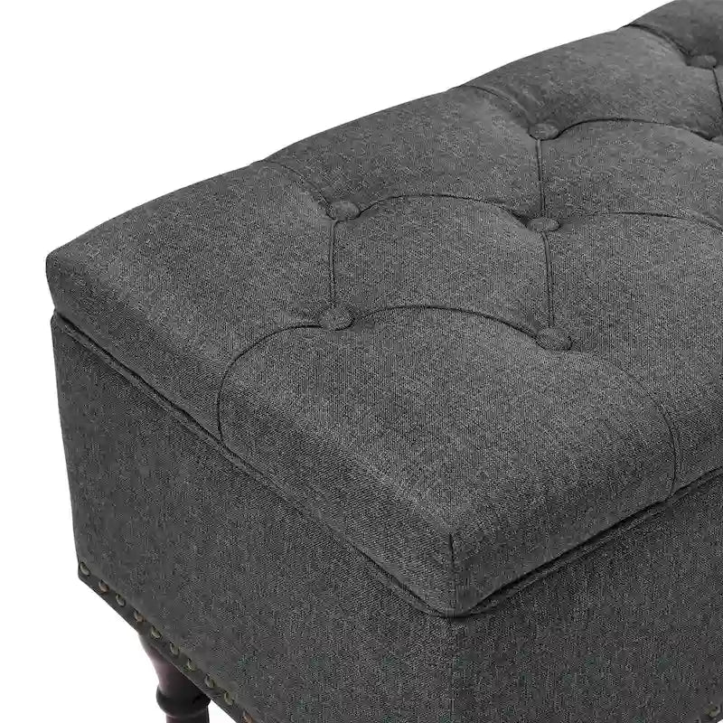 Tufted Storage Bench, Upholstered Ottoman with Storage - 50.8 W X 17.1 D X 18.3 H
