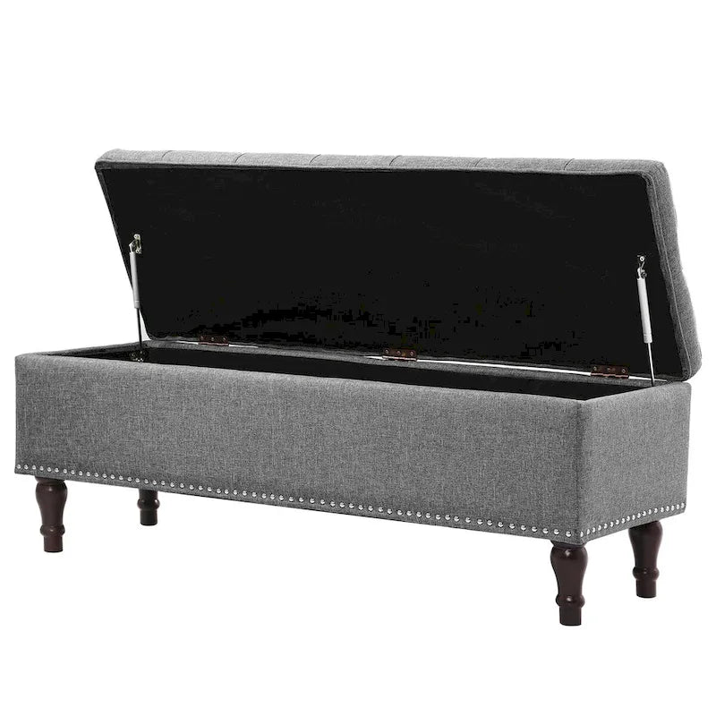 Tufted Storage Bench, Upholstered Ottoman with Storage - 50.8 W X 17.1 D X 18.3 H