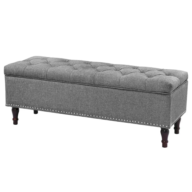 Tufted Storage Bench, Upholstered Ottoman with Storage - 50.8 W X 17.1 D X 18.3 H