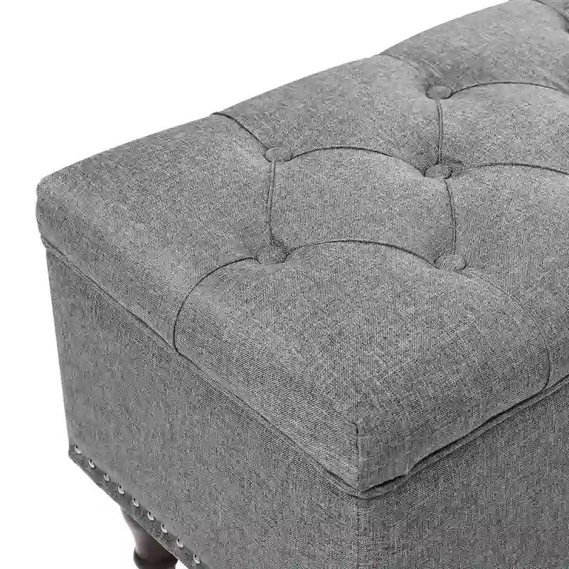 Tufted Storage Bench, Upholstered Ottoman with Storage - 50.8 W X 17.1 D X 18.3 H