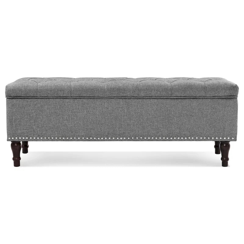 Tufted Storage Bench, Upholstered Ottoman with Storage - 50.8 W X 17.1 D X 18.3 H