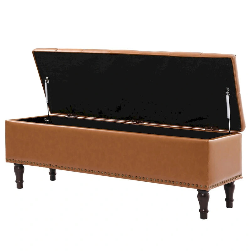 Tufted Storage Bench, Upholstered Ottoman with Storage - 50.8 W X 17.1 D X 18.3 H