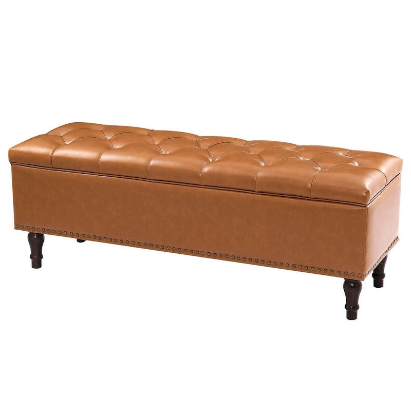 Tufted Storage Bench, Upholstered Ottoman with Storage - 50.8 W X 17.1 D X 18.3 H