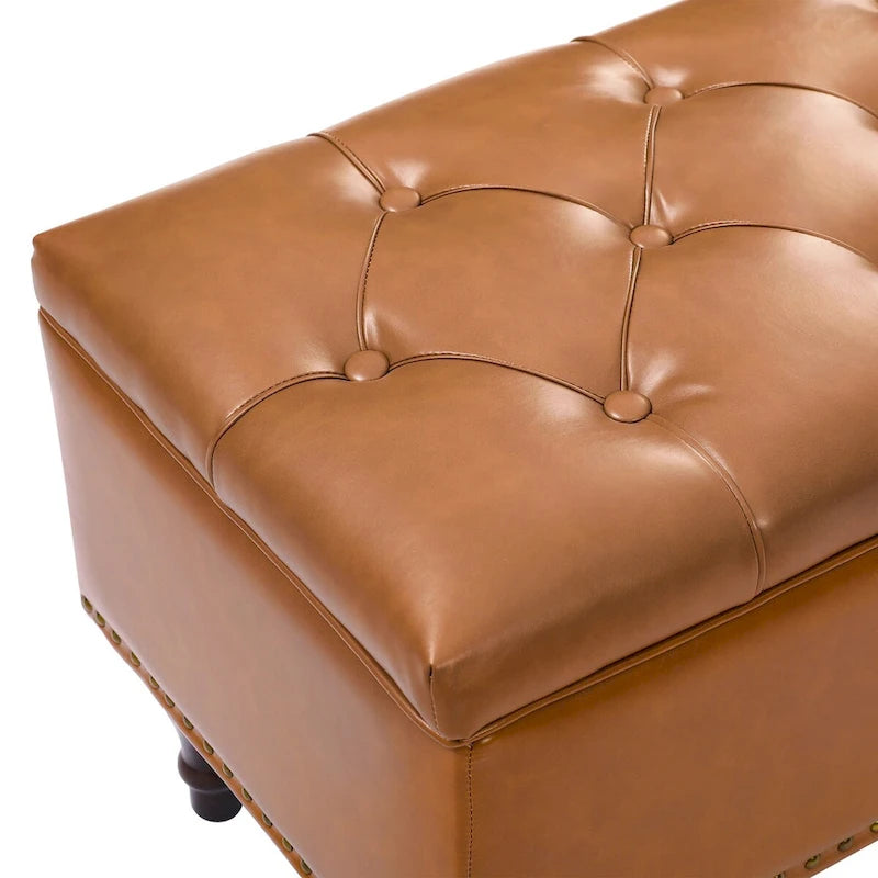 Tufted Storage Bench, Upholstered Ottoman with Storage - 50.8 W X 17.1 D X 18.3 H