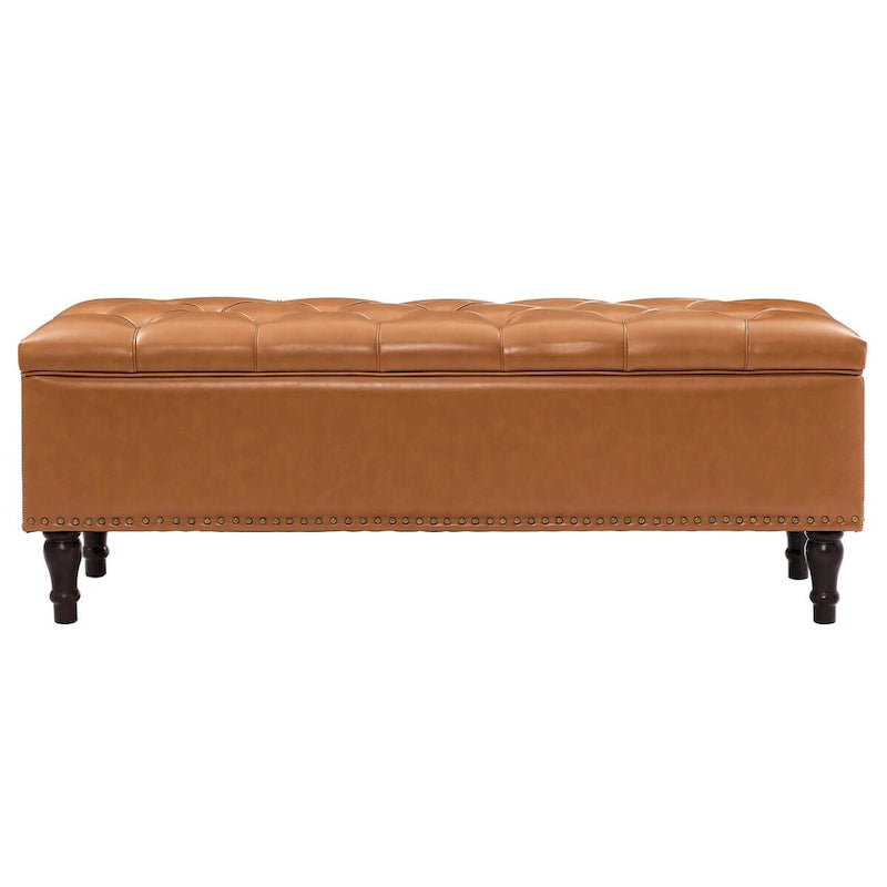 Tufted Storage Bench, Upholstered Ottoman with Storage - 50.8 W X 17.1 D X 18.3 H