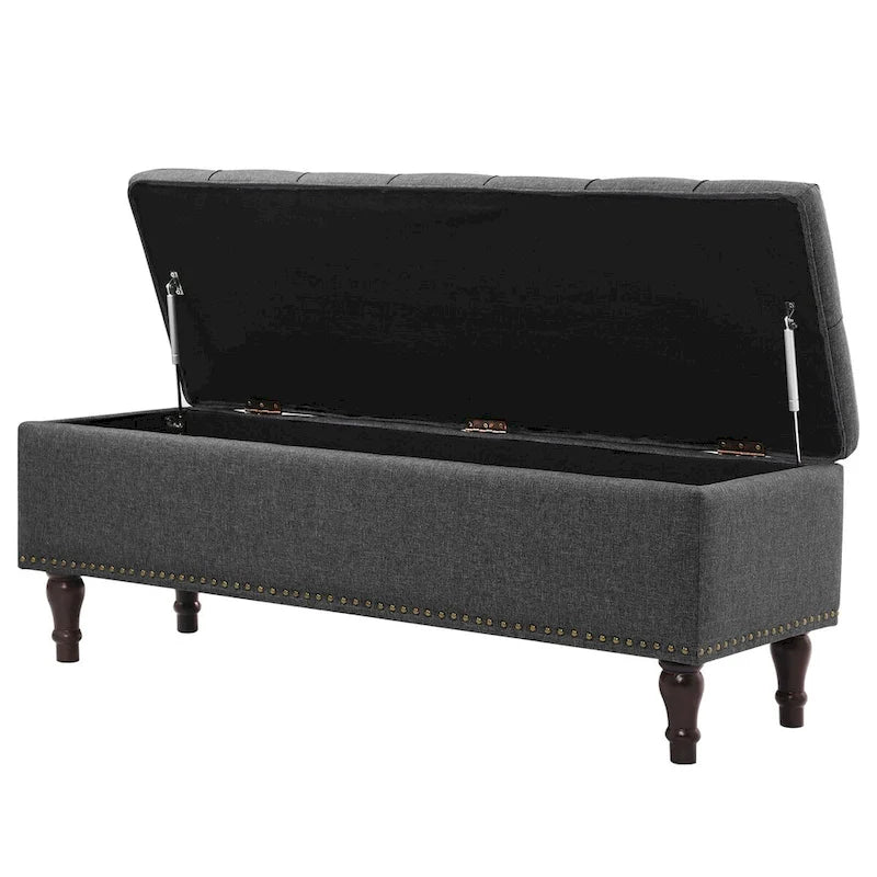 Tufted Storage Bench, Upholstered Ottoman with Storage - 50.8 W X 17.1 D X 18.3 H
