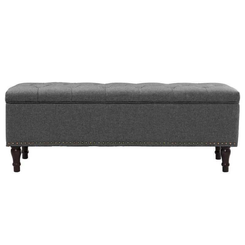 Tufted Storage Bench, Upholstered Ottoman with Storage - 50.8 W X 17.1 D X 18.3 H