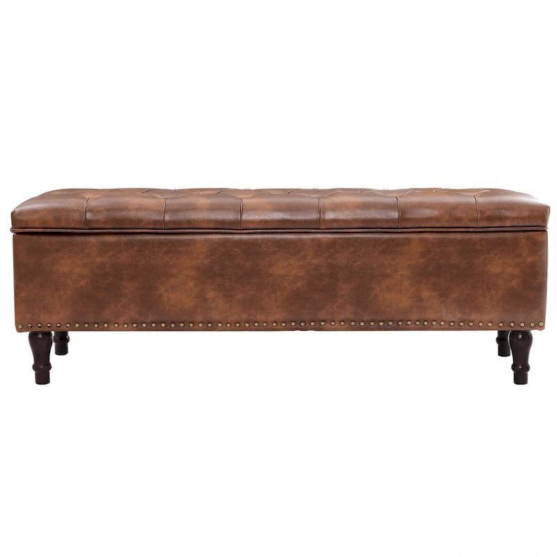 Tufted Storage Bench, Upholstered Ottoman with Storage - 50.8 W X 17.1 D X 18.3 H