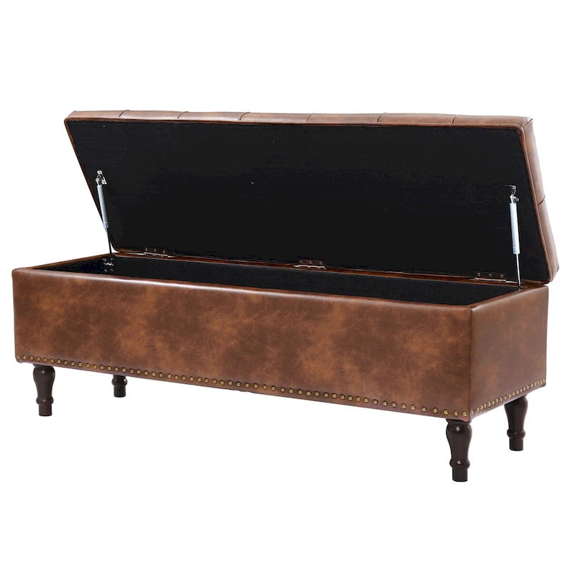Tufted Storage Bench, Upholstered Ottoman with Storage - 50.8 W X 17.1 D X 18.3 H