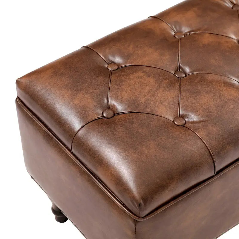 Tufted Storage Bench, Upholstered Ottoman with Storage - 50.8 W X 17.1 D X 18.3 H