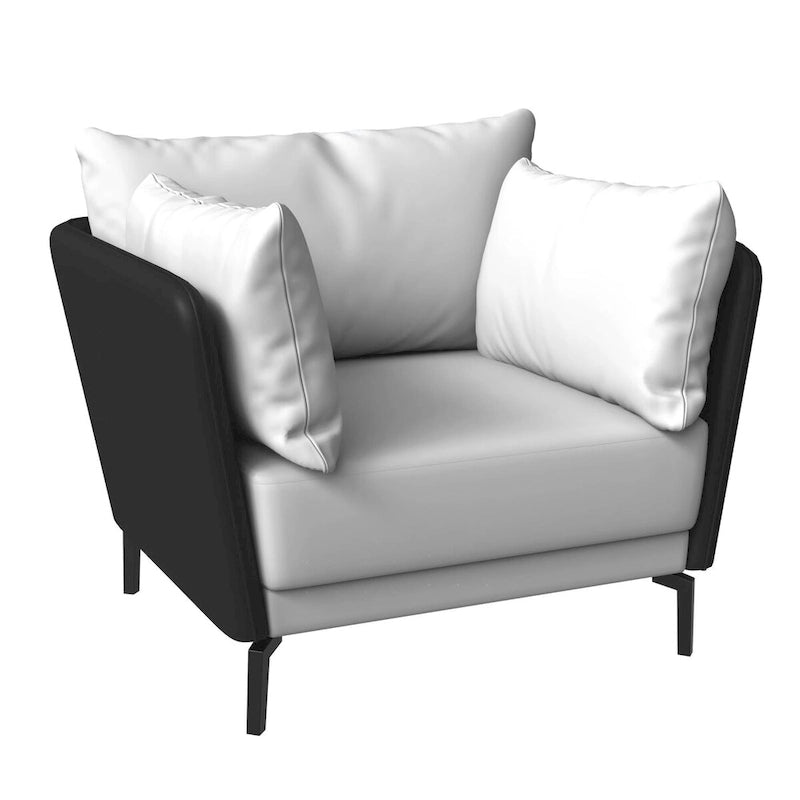Modern Single-Seater Sofa in Upholstered PU Leather with Metal Legs for Living Room Accent Chair