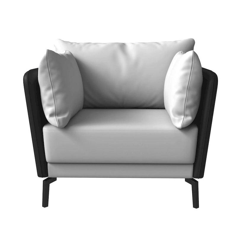 Modern Single-Seater Sofa in Upholstered PU Leather with Metal Legs for Living Room Accent Chair
