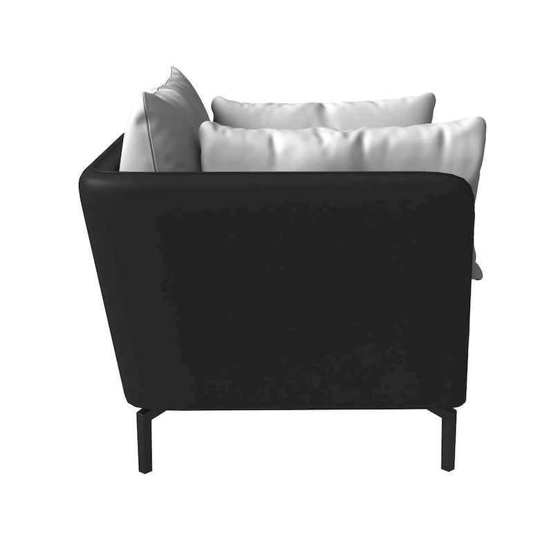 Modern Single-Seater Sofa in Upholstered PU Leather with Metal Legs for Living Room Accent Chair