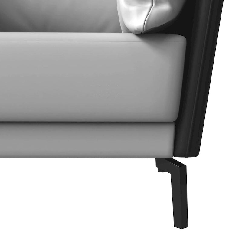 Modern Single-Seater Sofa in Upholstered PU Leather with Metal Legs for Living Room Accent Chair