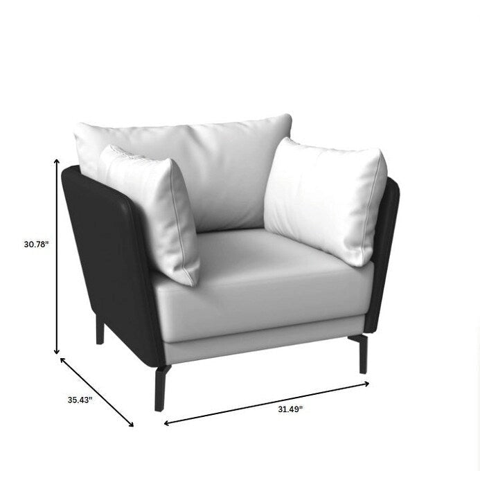 Modern Single-Seater Sofa in Upholstered PU Leather with Metal Legs for Living Room Accent Chair