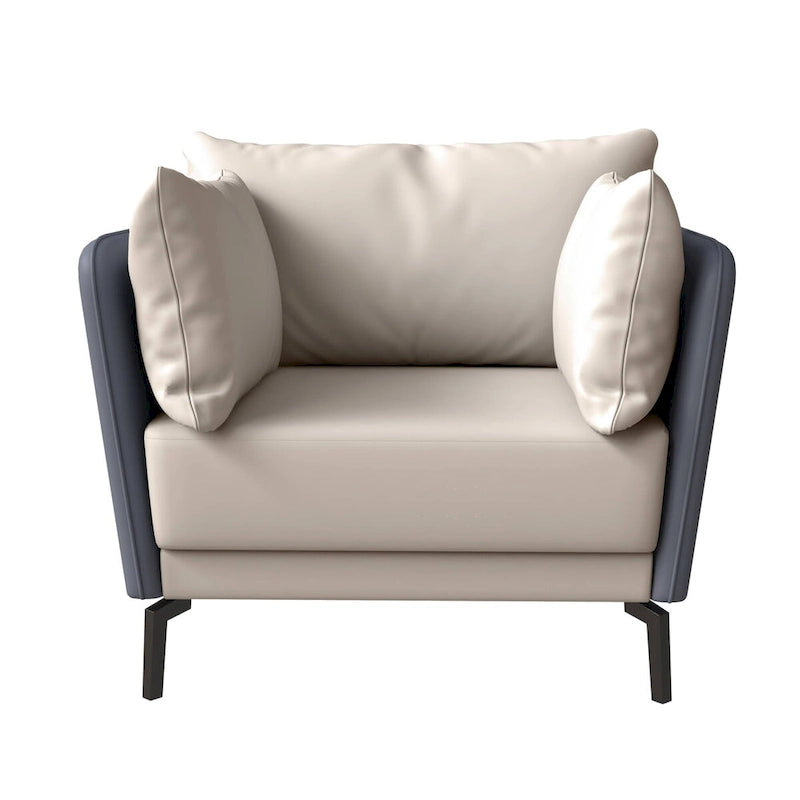 Modern Single-Seater Sofa in Upholstered PU Leather with Metal Legs for Living Room Accent Chair