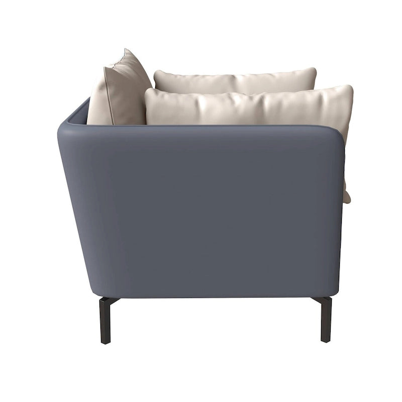 Modern Single-Seater Sofa in Upholstered PU Leather with Metal Legs for Living Room Accent Chair