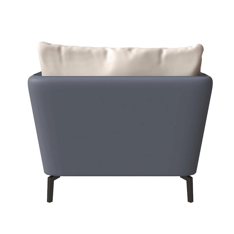 Modern Single-Seater Sofa in Upholstered PU Leather with Metal Legs for Living Room Accent Chair