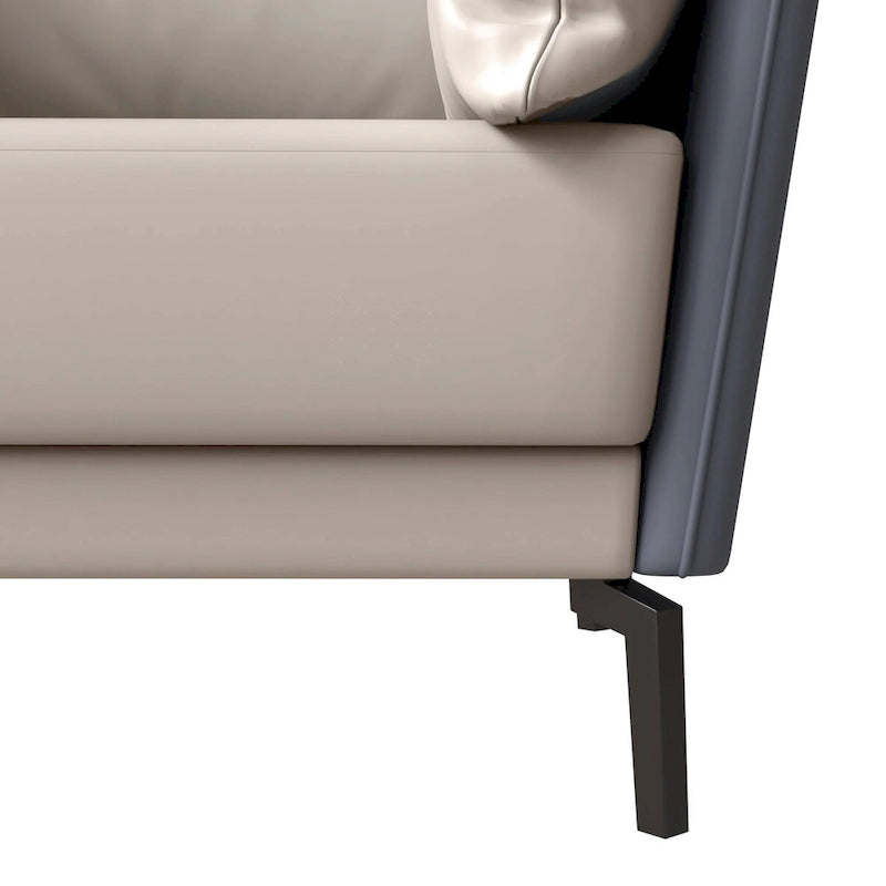 Modern Single-Seater Sofa in Upholstered PU Leather with Metal Legs for Living Room Accent Chair