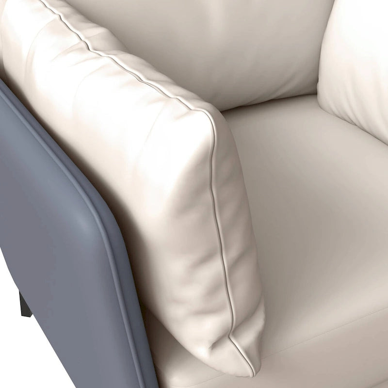 Modern Single-Seater Sofa in Upholstered PU Leather with Metal Legs for Living Room Accent Chair