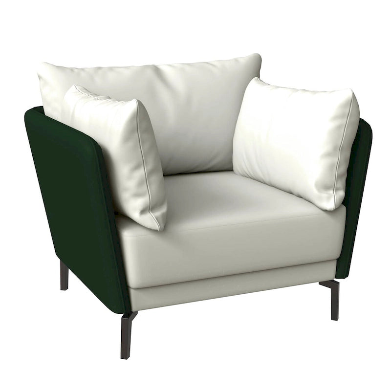 Modern Single-Seater Sofa in Upholstered PU Leather with Metal Legs for Living Room Accent Chair