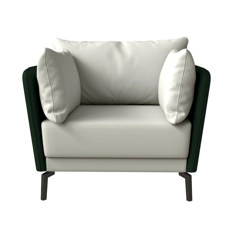 Modern Single-Seater Sofa in Upholstered PU Leather with Metal Legs for Living Room Accent Chair