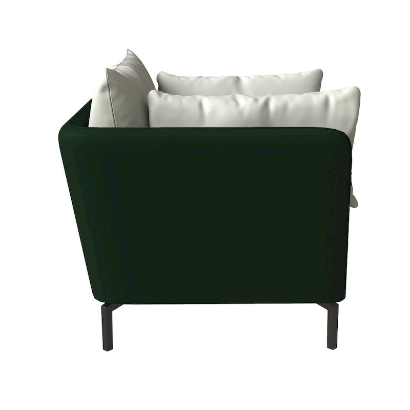 Modern Single-Seater Sofa in Upholstered PU Leather with Metal Legs for Living Room Accent Chair