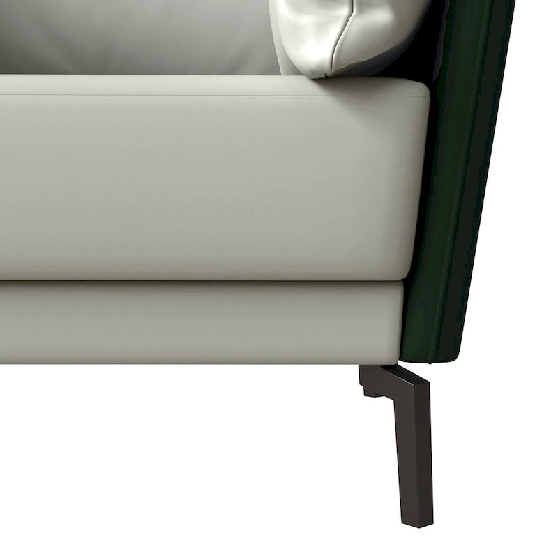 Modern Single-Seater Sofa in Upholstered PU Leather with Metal Legs for Living Room Accent Chair