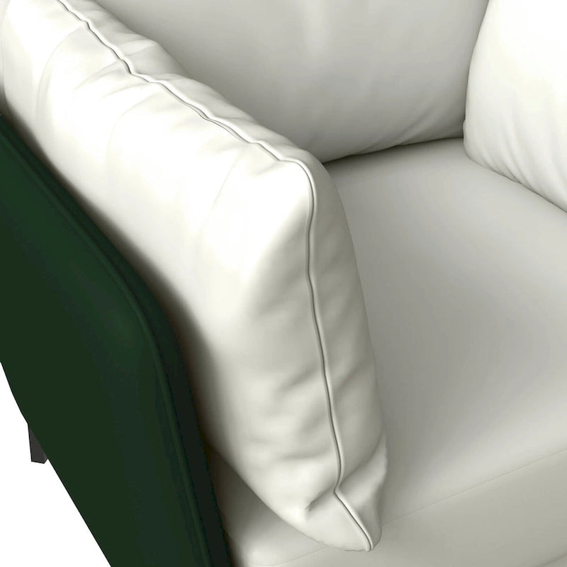 Modern Single-Seater Sofa in Upholstered PU Leather with Metal Legs for Living Room Accent Chair