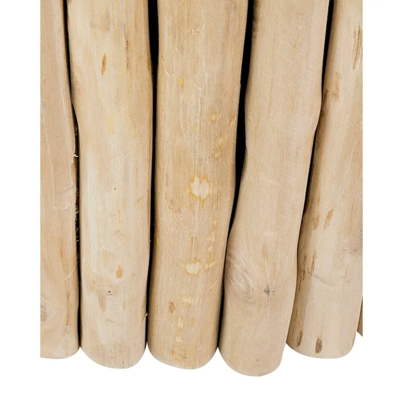 Round Natural Brown Solid Teak Wood Branch Bundle Coffee Table by